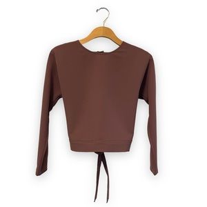 Aritzia Wilfred Tie Back Laon Blouse, XXS, Taupe/ Mushroom w Purple undertone